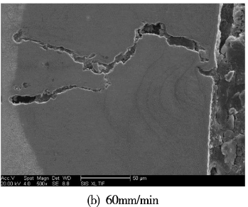 图9 激光熔覆试样横截面上出现的裂纹