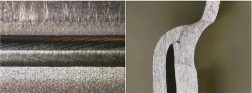  图4 （a）杯底焊缝正面（b）杯底焊缝横截面